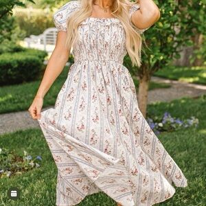 Ivy City Co Rose Print Cotton Dress S